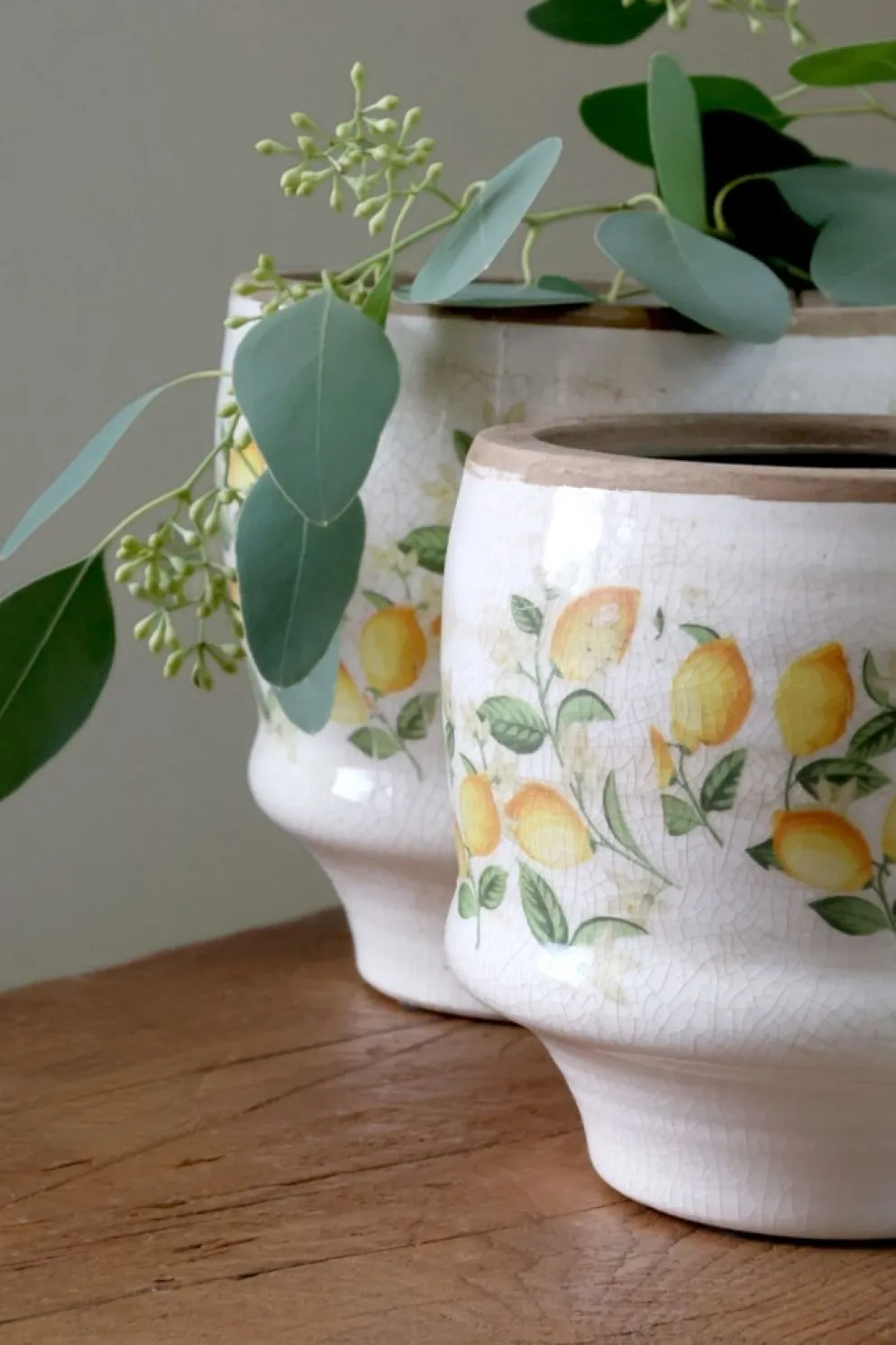 Chic Antique Übertopf Limone Blossom – Vintage Keramik mit Zitronen & Blumen