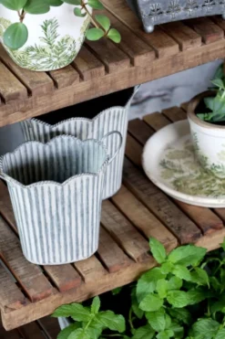 Chic Antique Übertopf-Set mit Rillen & Griffen - 3er Set