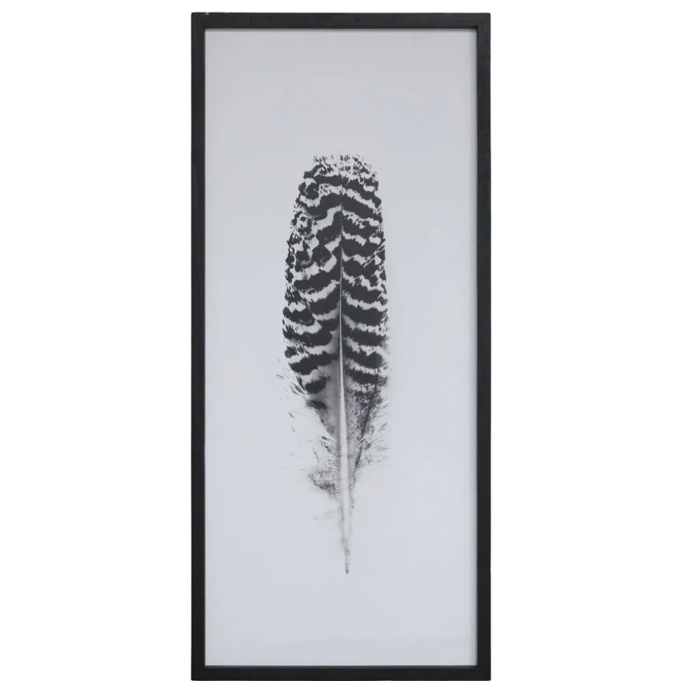 Chic Antique Bild mit Federnmotiv und schwarzem Rahmen