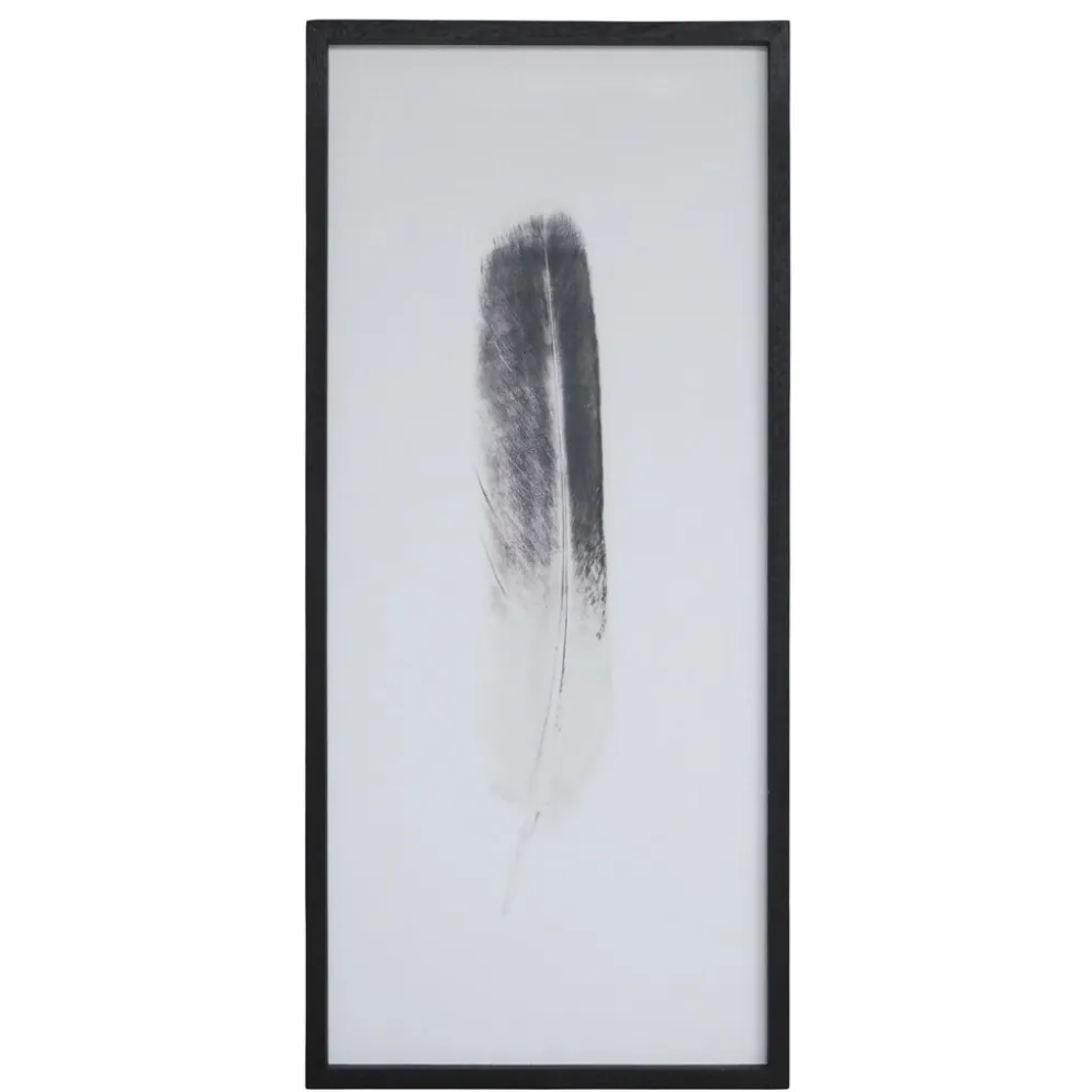 Chic Antique Bild mit Federnmotiv und schwarzem Rahmen