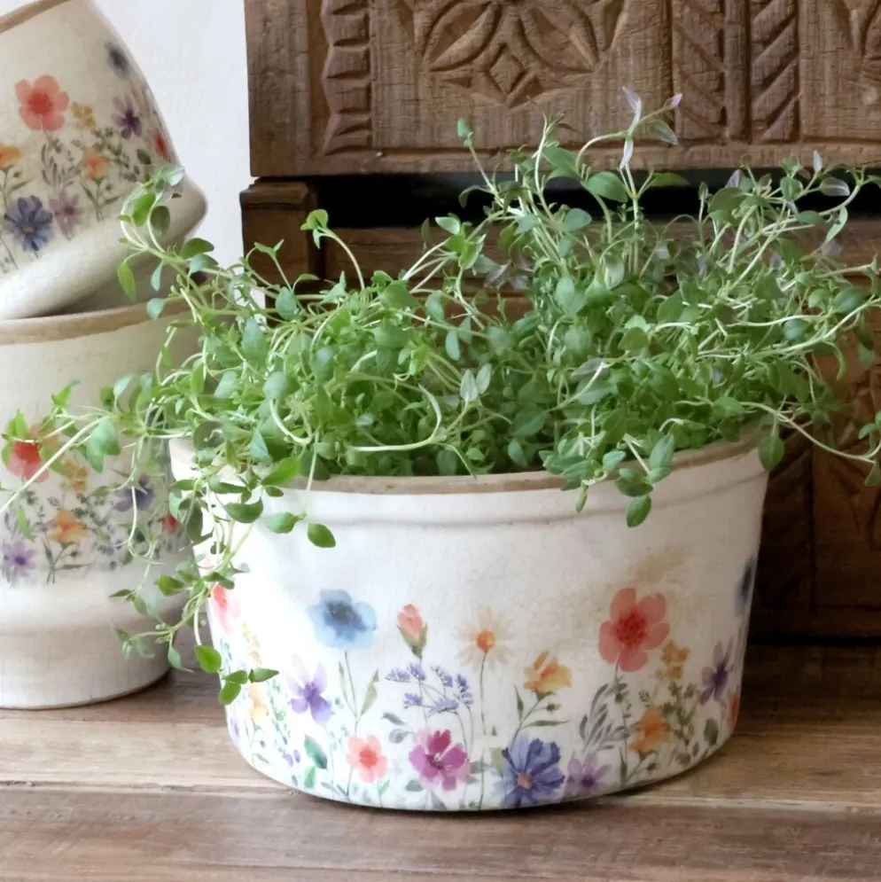 Chic Antique Breiter Keramik-Pflanztopf Fleurville