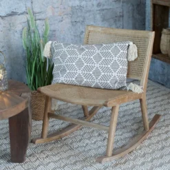 Chic Antique Brocante Schaukelstuhl aus Rattan & Gummibaum