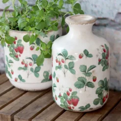 Chic Antique Dekoflasche Fraises Erdbeeren – Keramik im Landhausstil