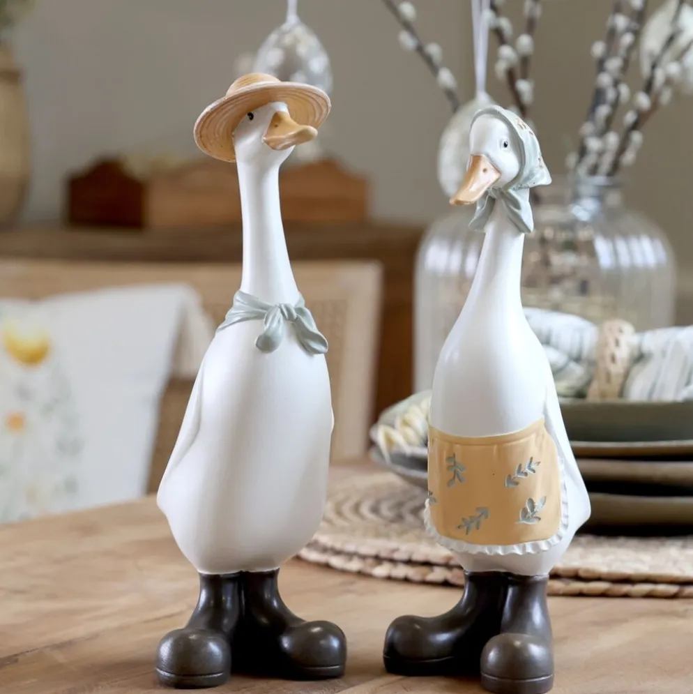 Chic Antique Deko Gänse Set mit Schal & Hut