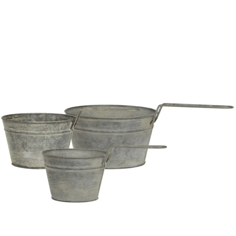 Chic Antique Eisen Blumentopf mit Griff im Set