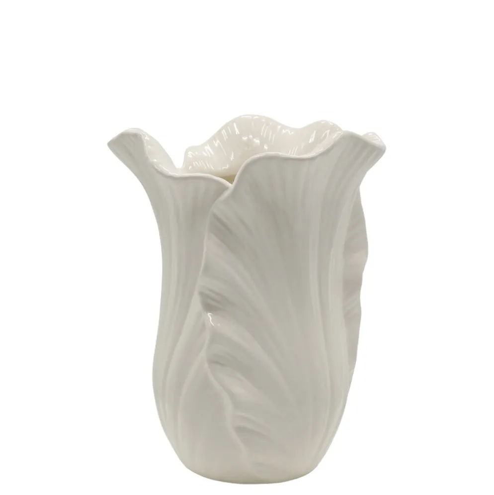 Chic Antique Fayence Blumentopf mit Blätter