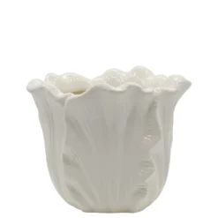 Chic Antique Fayence Blumentopf mit Blätter