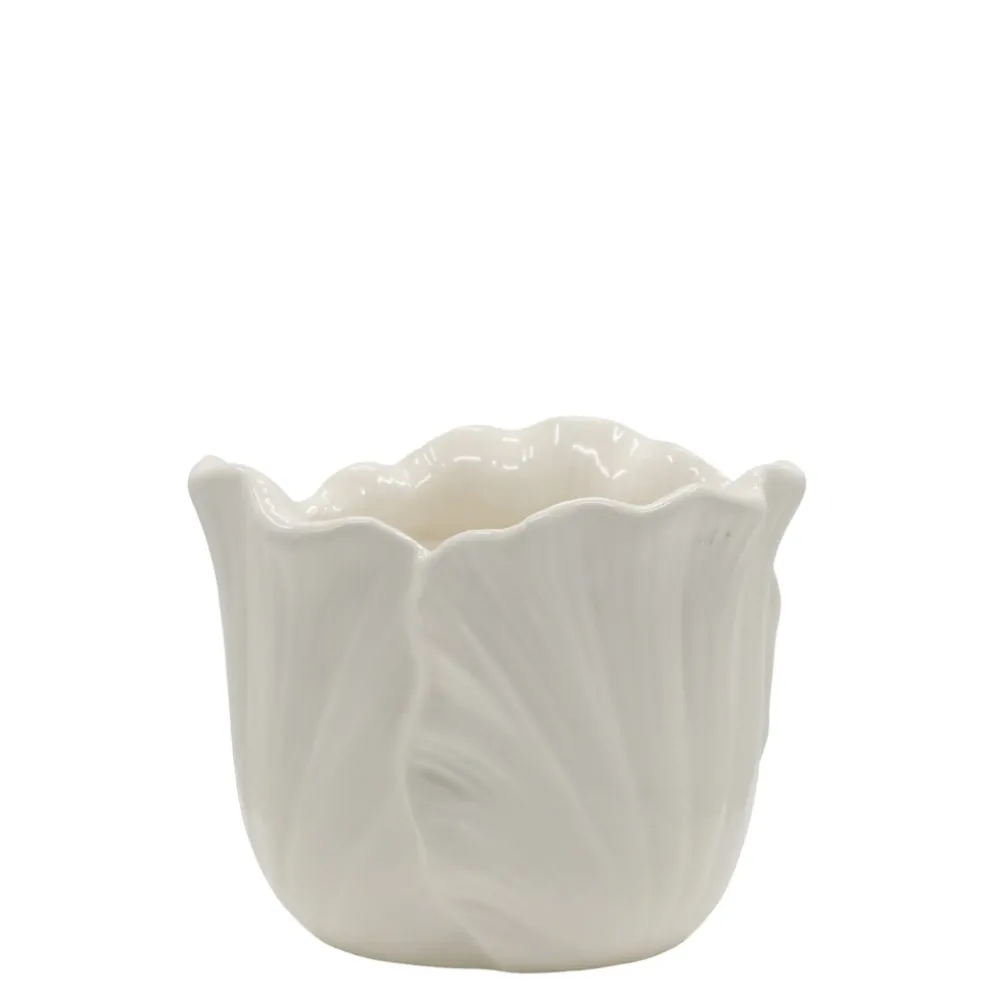 Chic Antique Fayence Blumentopf mit Blätter