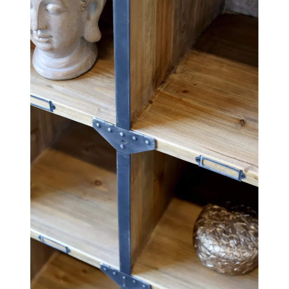 Chic Antique Fächerregal aus Kiefernholz und Metall