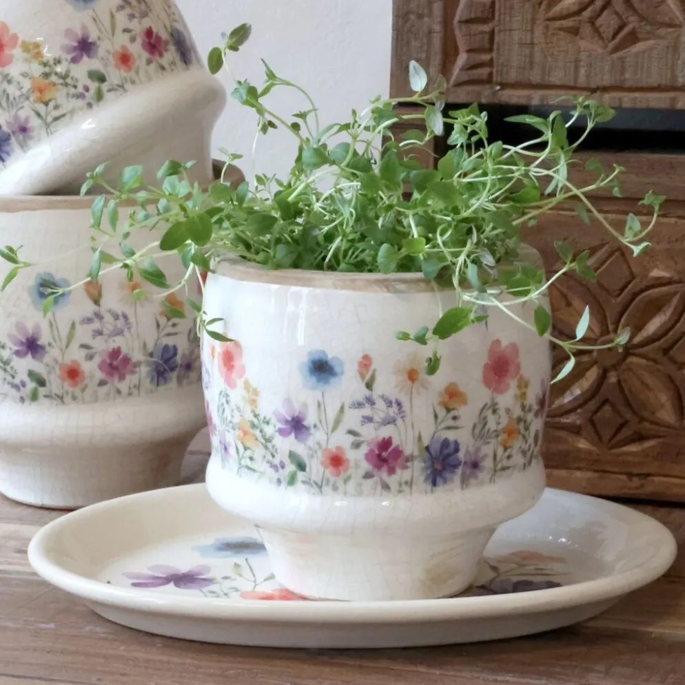 Chic Antique Fleurville Übertopf – Vintage Keramik Blumentopf