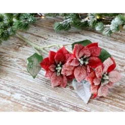 Chic Antique Fleur Weihnachtsstern mit Schnee und Glitzer