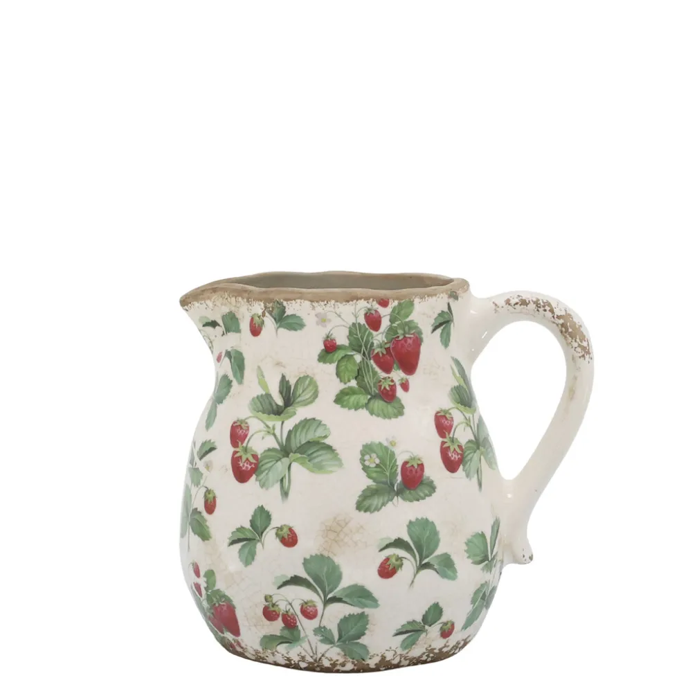 Chic Antique Fraises KeramikKanne mit Erdbeer-Motiv