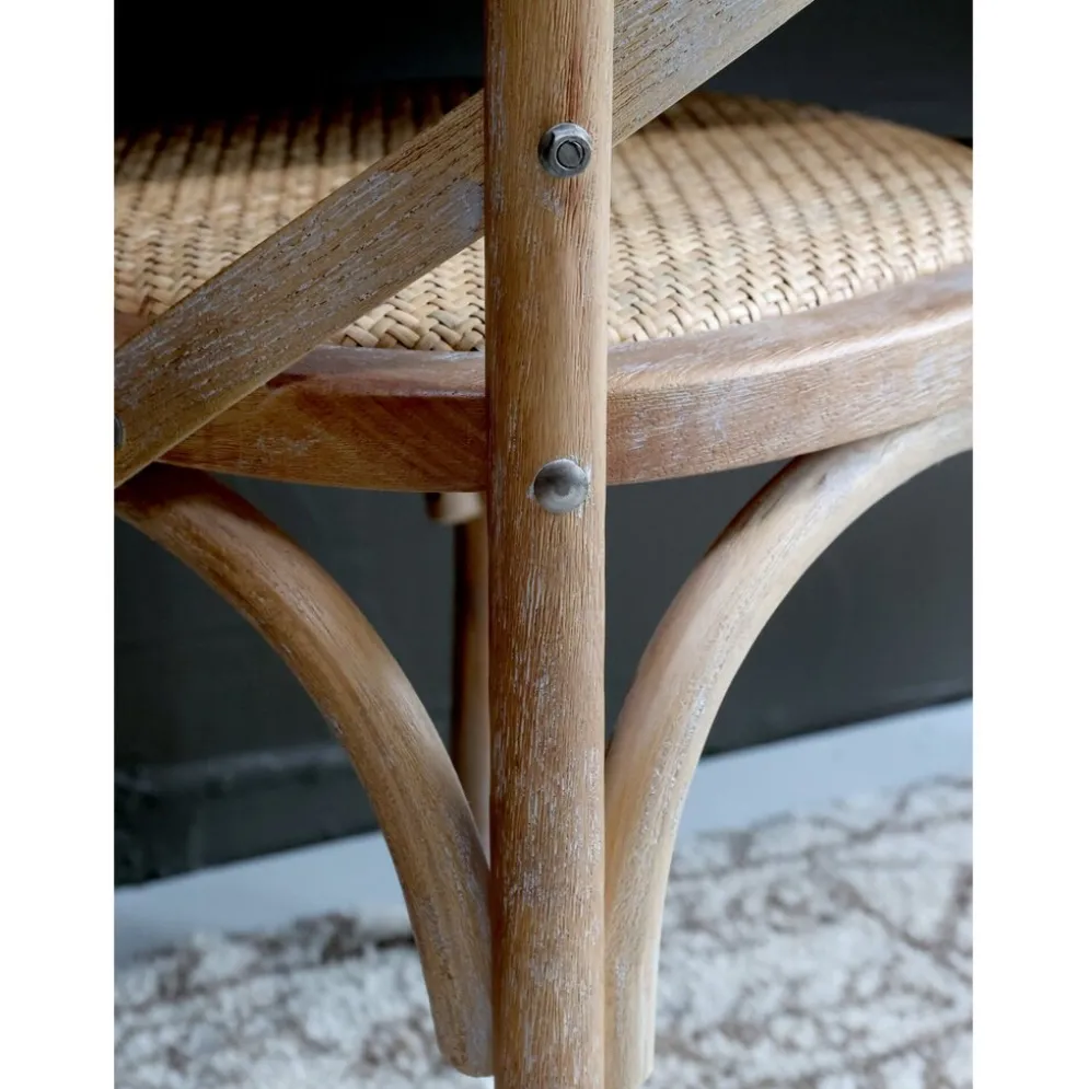 Chic Antique Französischer Esstischstuhl mit Geflechtsitz