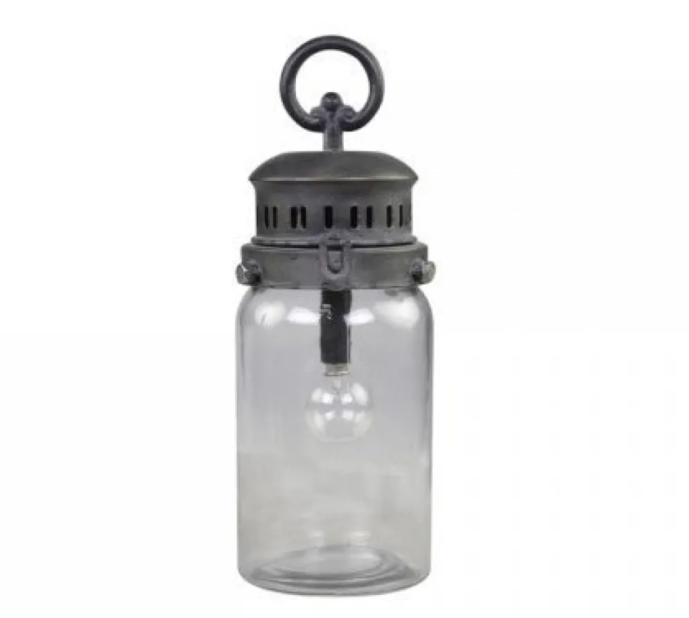 Chic Antique Französische Stalllaterne inkl. Birne und Timer