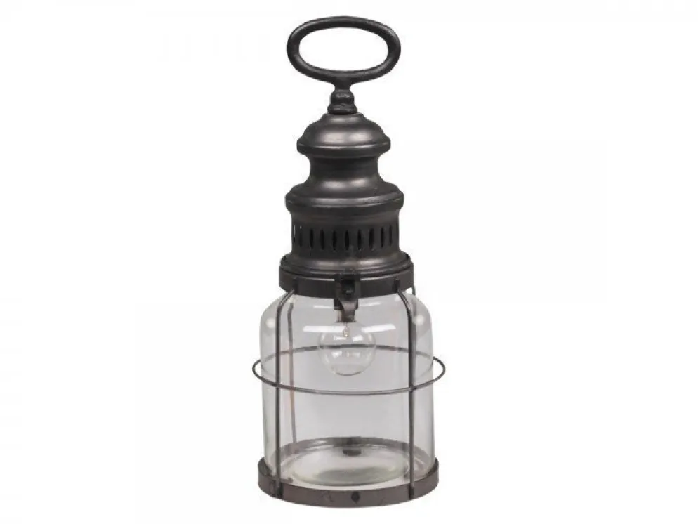 Chic Antique Französische Stalllaterne mit Timer inklusive Glühbirne