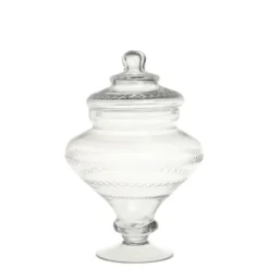 Chic Antique Glasgefäß mit Deckel auf Fuß