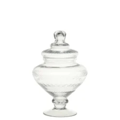 Chic Antique Glasgefäß mit Deckel auf Fuß