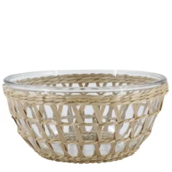 Chic Antique Glasschüssel mit Flechtkorb