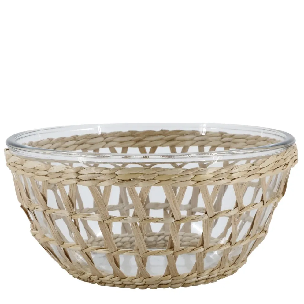 Chic Antique Glasschüssel mit Flechtkorb