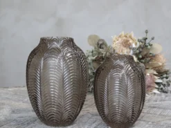 Chic Antique Glasvase mit Blattmuster