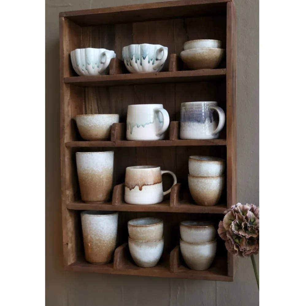 Chic Antique Grimaud Wandregal aus Recyclingholz mit Fächern, Becherregal