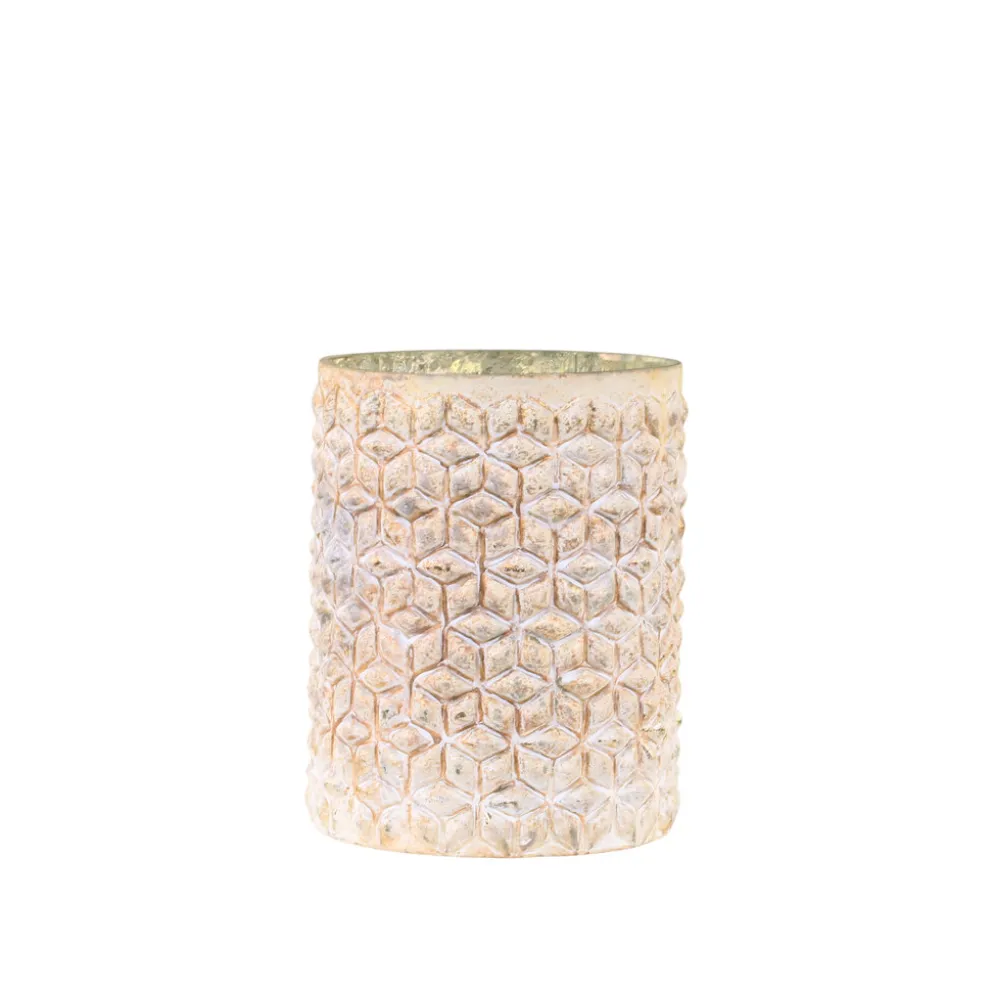 Chic Antique Hurricane Windlicht Gold mit Muster