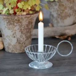 Chic Antique Kammerleuchter für Spitzkerzen - Zink