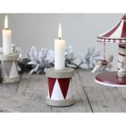 Chic Antique Kerzenständer Trommel mit Glitzer