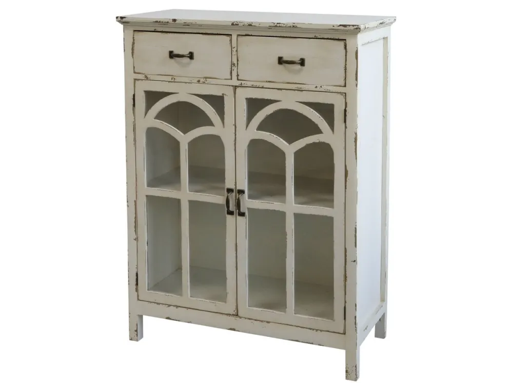 Chic Antique Kommode mit gebogener Glastür