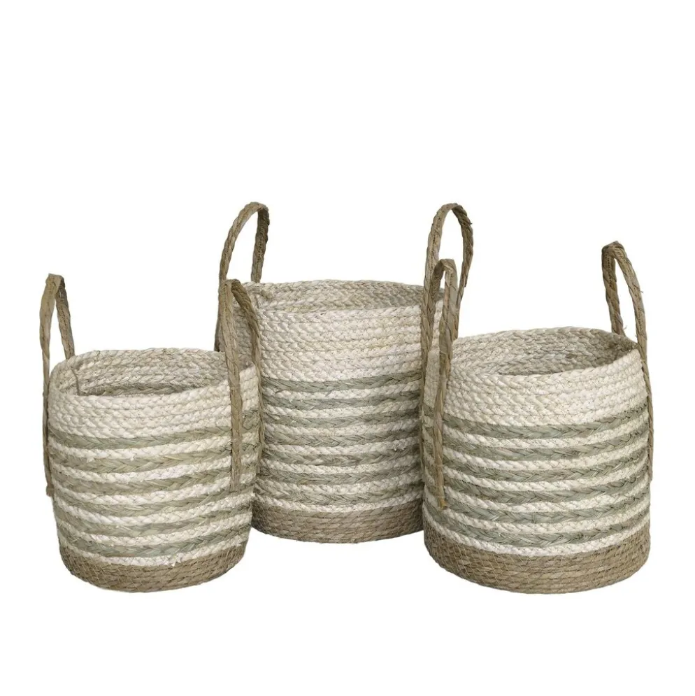 Chic Antique Korbset aus getrocknetem Gras
