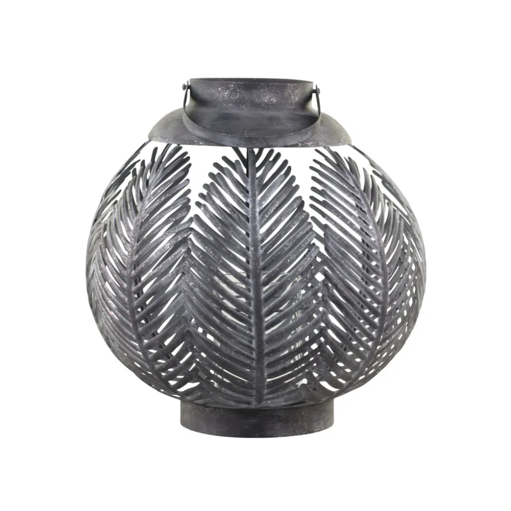 Chic Antique Laterne aus Eisen mit Blattdekor