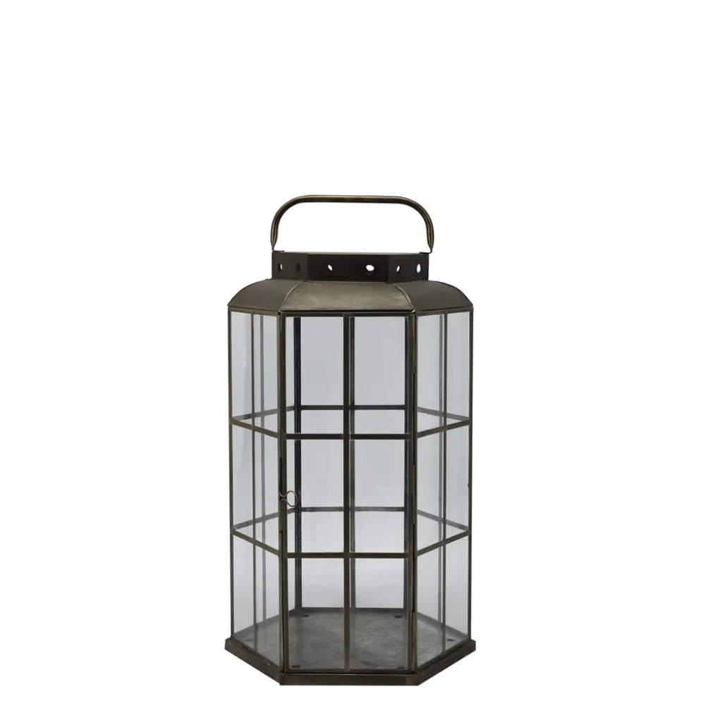 Chic Antique Laterne 6-eckig Antik Messing