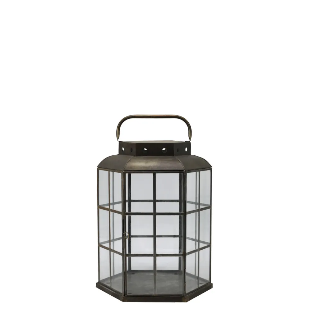 Chic Antique Laterne 6-eckig Antik Messing