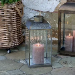 Chic Antique Laterne mit Spiegeldekor Antik Messing