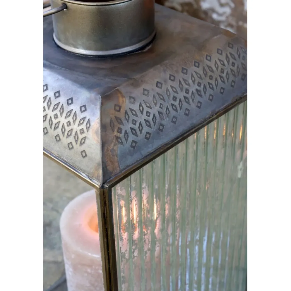 Chic Antique Laterne mit Spiegeldekor Antik Messing