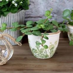 Chic Antique Laval Übertopf mit Blumendruck