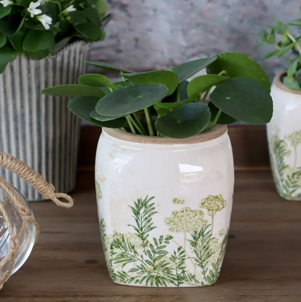 Chic Antique Laval Übertopf mit Blumendruck | Keramik im Landhausstil
