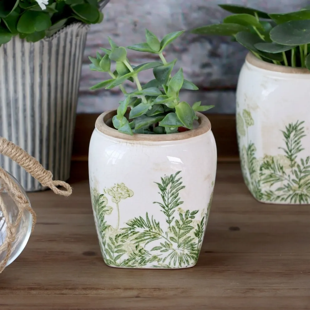 Chic Antique Laval Übertopf mit Blumendruck | Keramik im Landhausstil