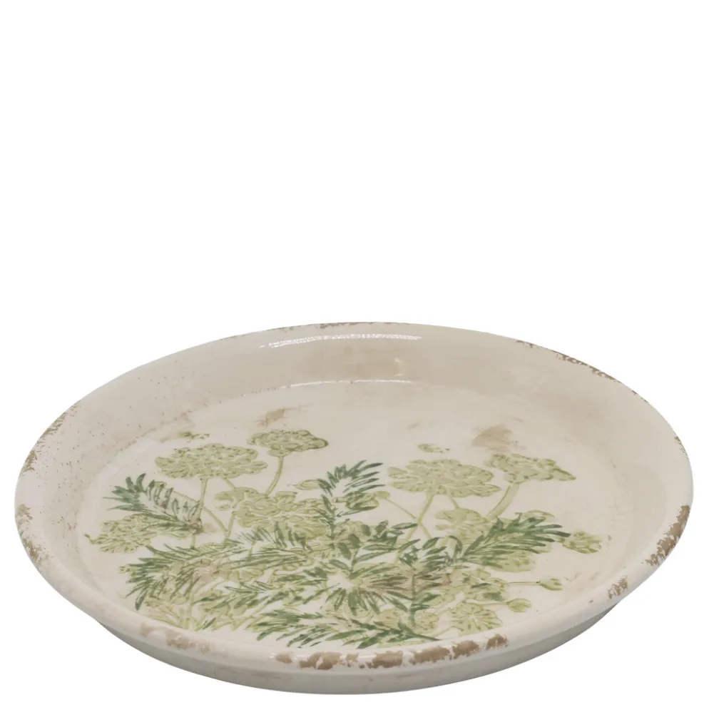 Chic Antique Laval Keramik-Tablett – Romantischer Blumendruck