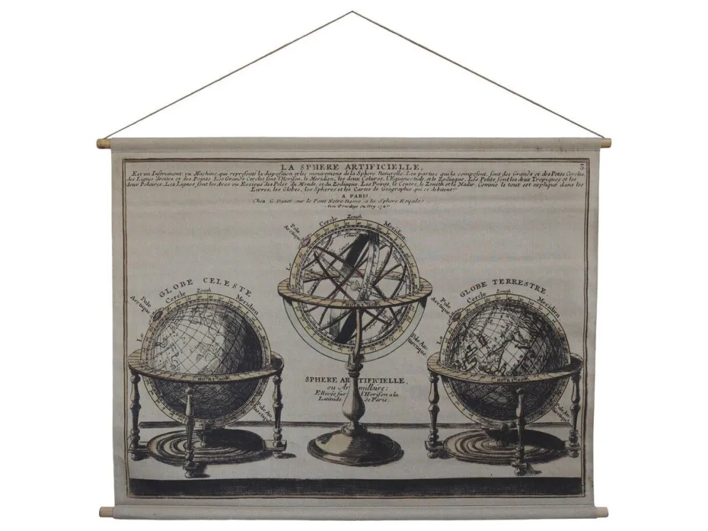 Chic Antique Leinwandbild zum Aufhängen mit Globus