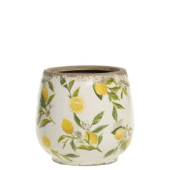 Chic Antique Limone Blumentopf, bauchig mit Zitronenmotiv