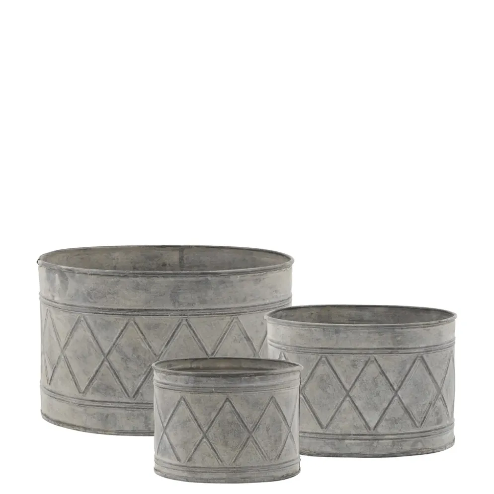 Chic Antique Metall Übertöpfe mit Muster im 3er Set