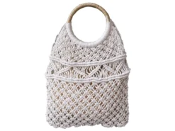 Chic Antique Netztasche gehäckelt mit Rattanhenkel