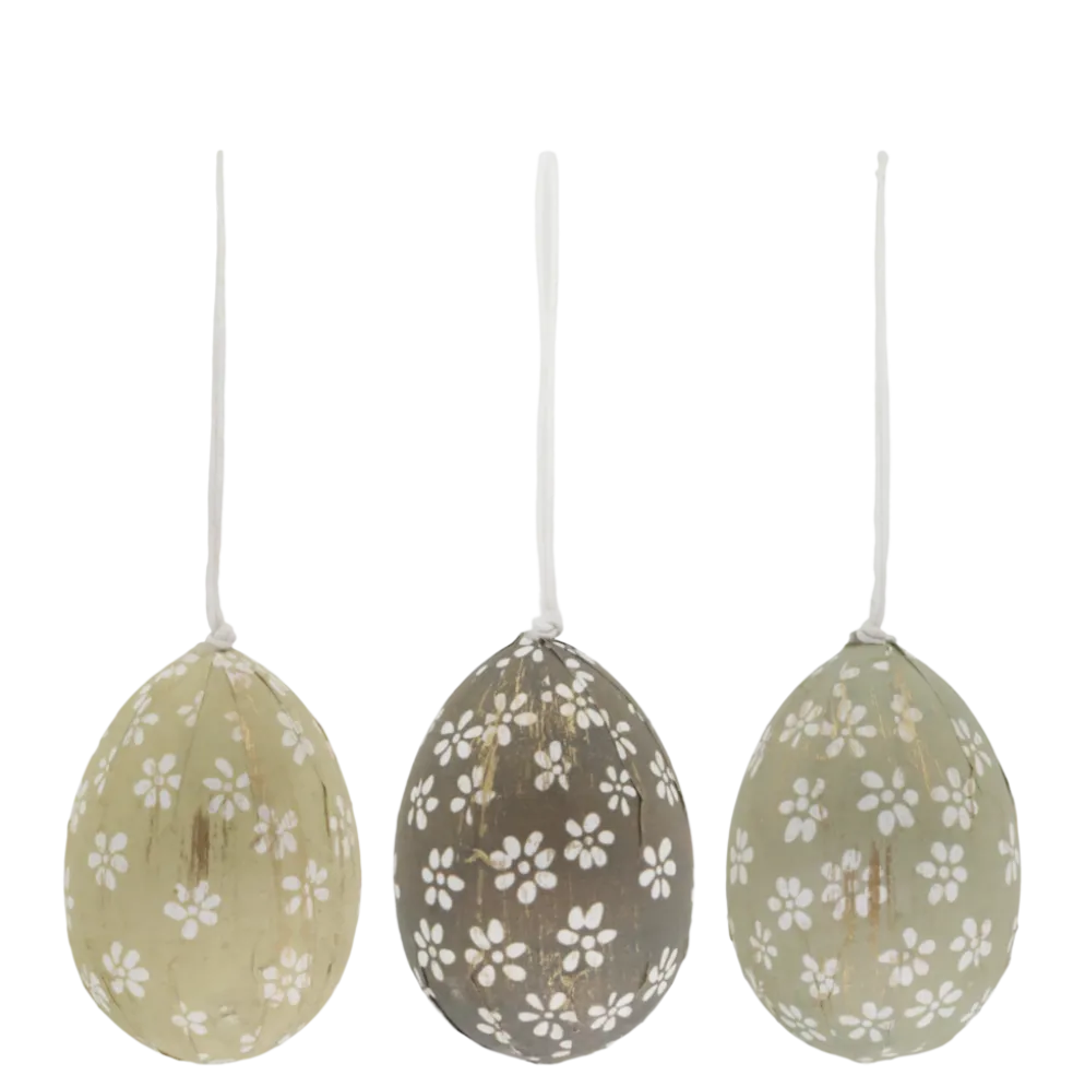 Chic Antique Ostereier Hänger mit Blumen Set (3-teilig)