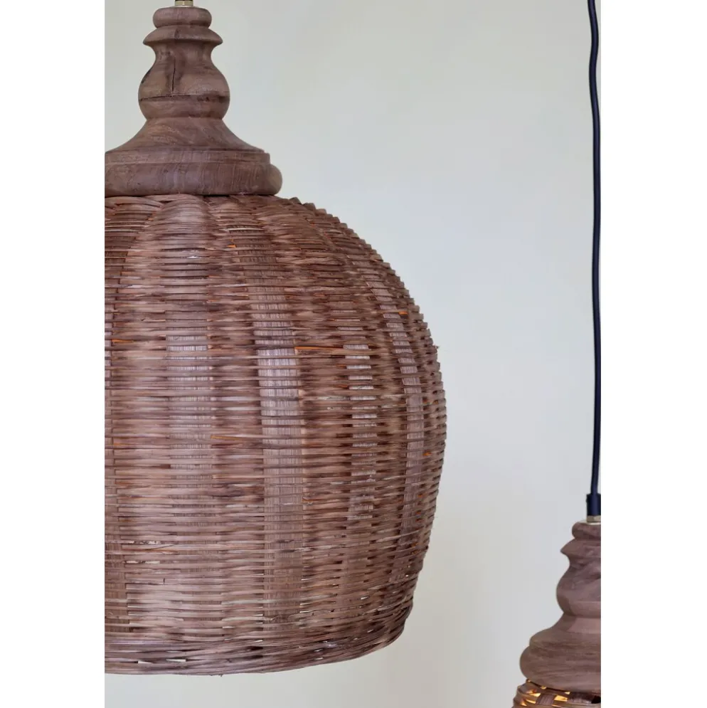 Chic Antique Rattan Hängelampe Ø 34 cm