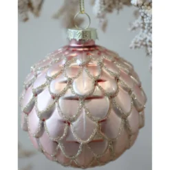 Chic Antique Rosa Weihnachtskugel aus Glas