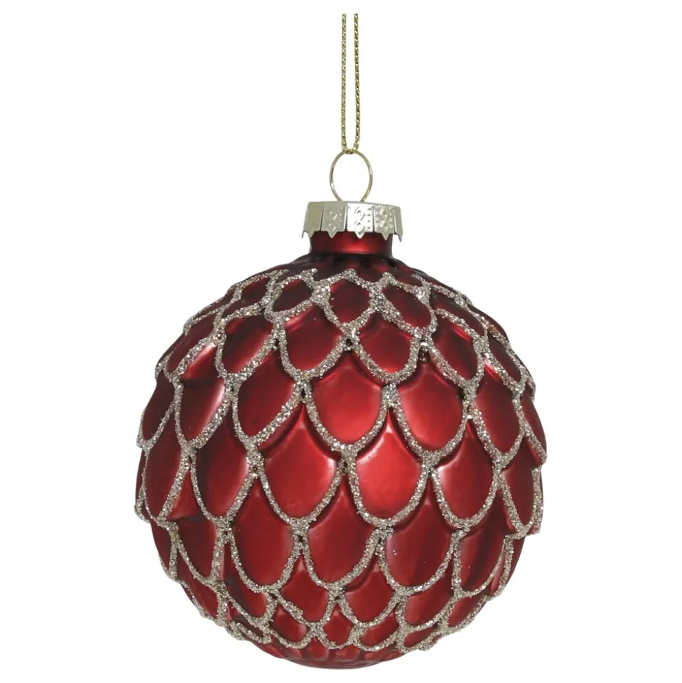 Chic Antique Rote Weihnachtskugel aus Glas