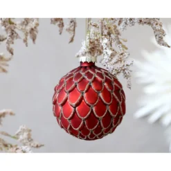 Chic Antique Rote Weihnachtskugel aus Glas