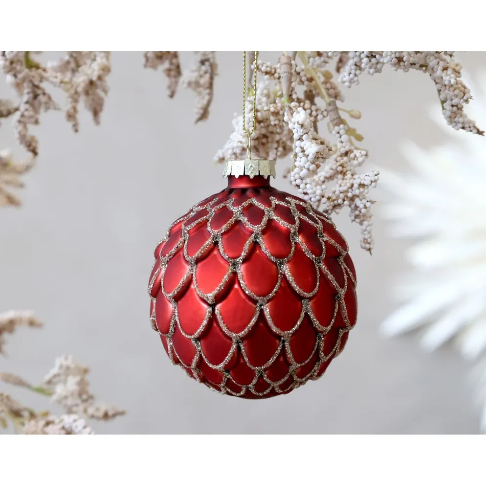 Chic Antique Rote Weihnachtskugel aus Glas