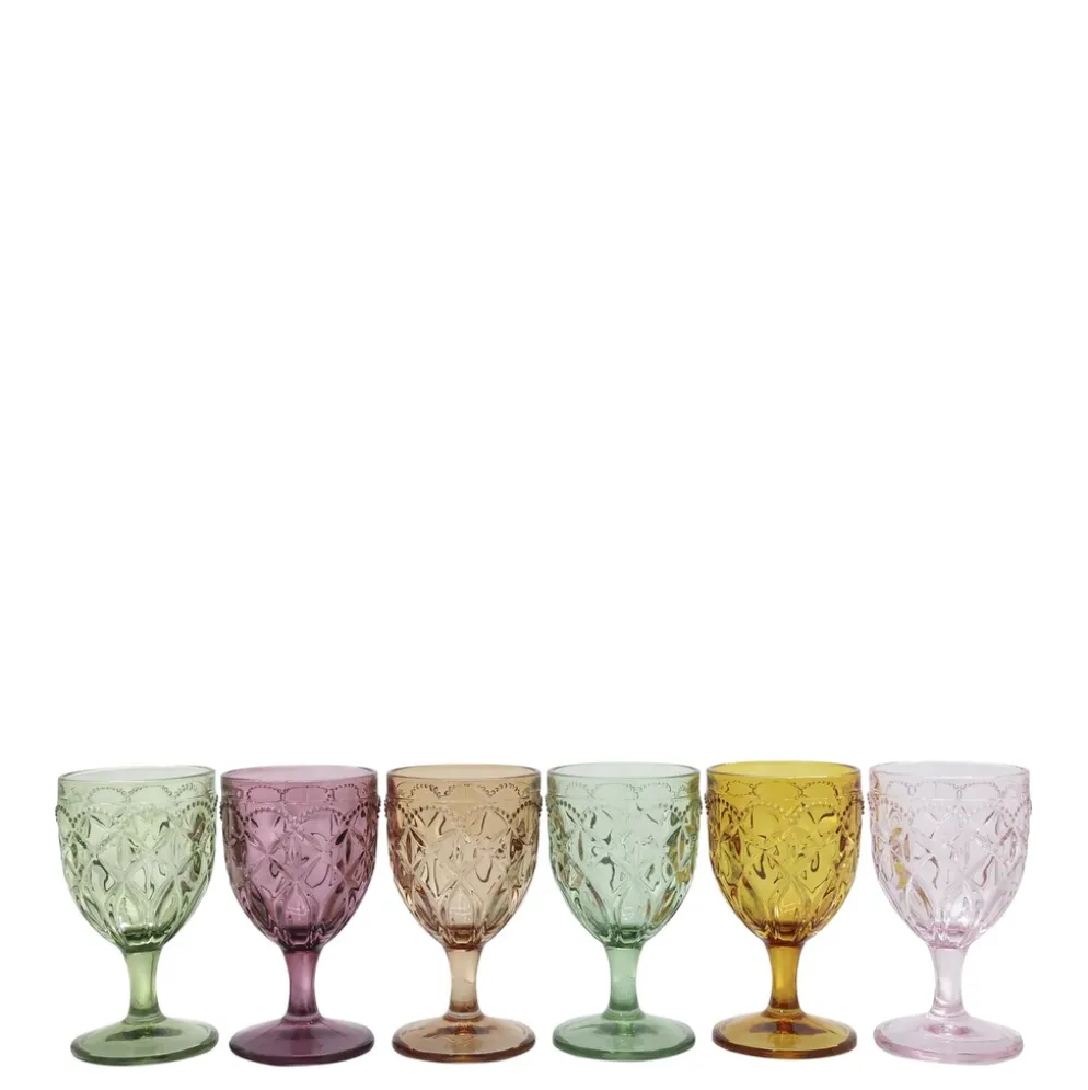 Chic Antique Saint-Émilion Weingläser mit Muster, 6 Farben